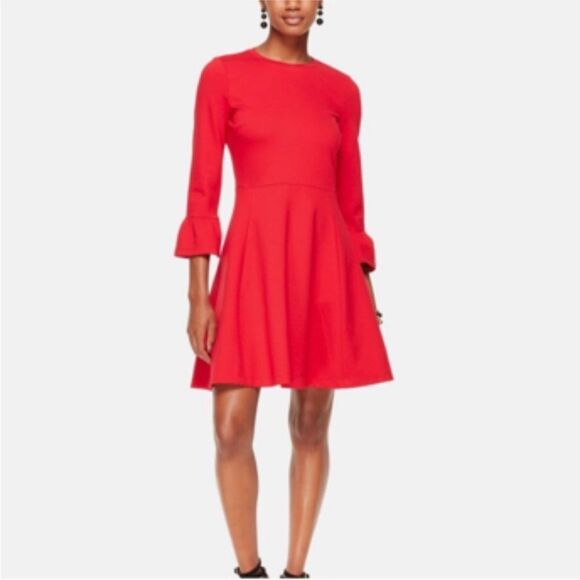 KATE SPADE BROOME STREET | Red Ponte Bell Sleeve Mini Dress Women’s Size Small - Picture 1 of 15
